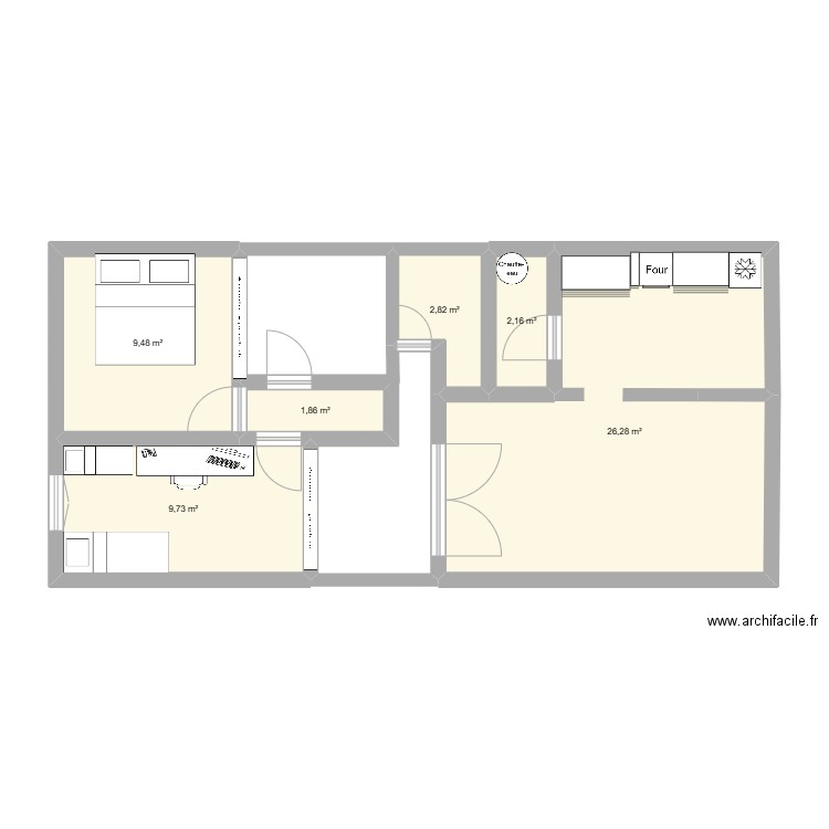 Maison. Plan de 6 pièces et 52 m2