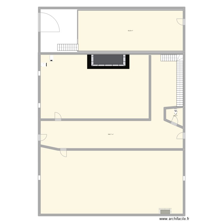 A rénover. Plan de 3 pièces et 414 m2