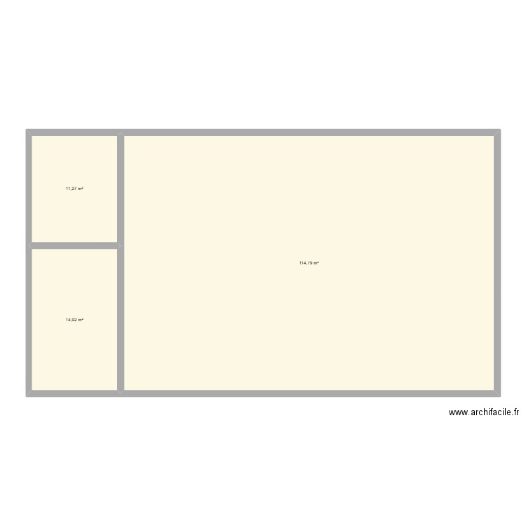 sous sol. Plan de 3 pièces et 141 m2