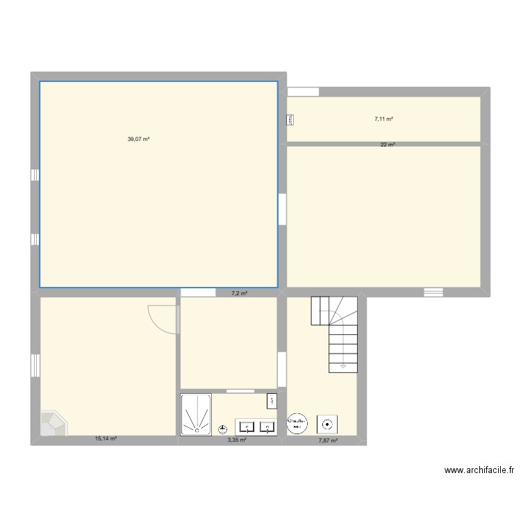 étage sonnac base. Plan de 7 pièces et 102 m2