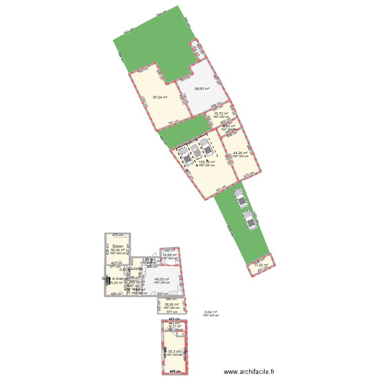 Plan mesure bresles. Plan de 39 pièces et 724 m2