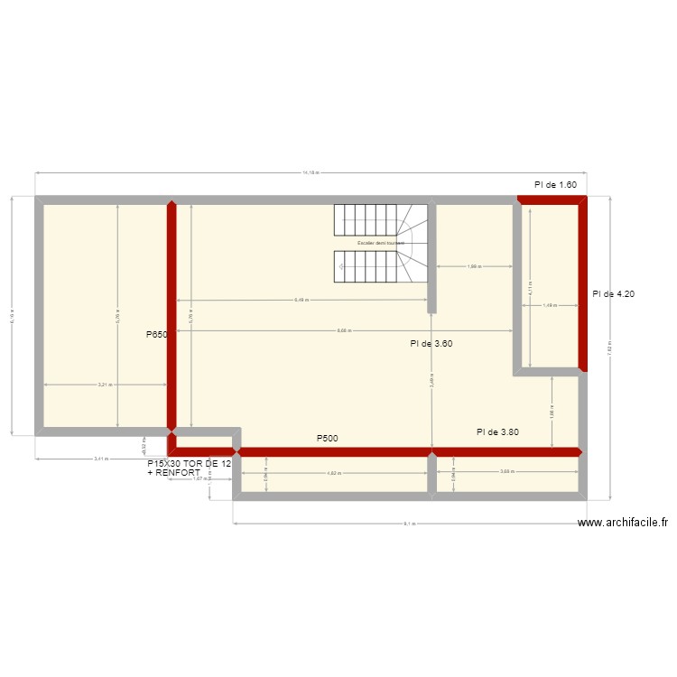 [PLANCHER] SLK VAUVERT. Plan de 6 pièces et 89 m2