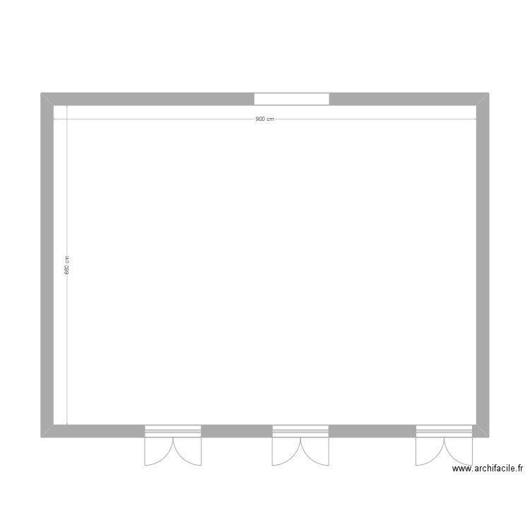 cour. Plan de 1 pièce et 61 m2