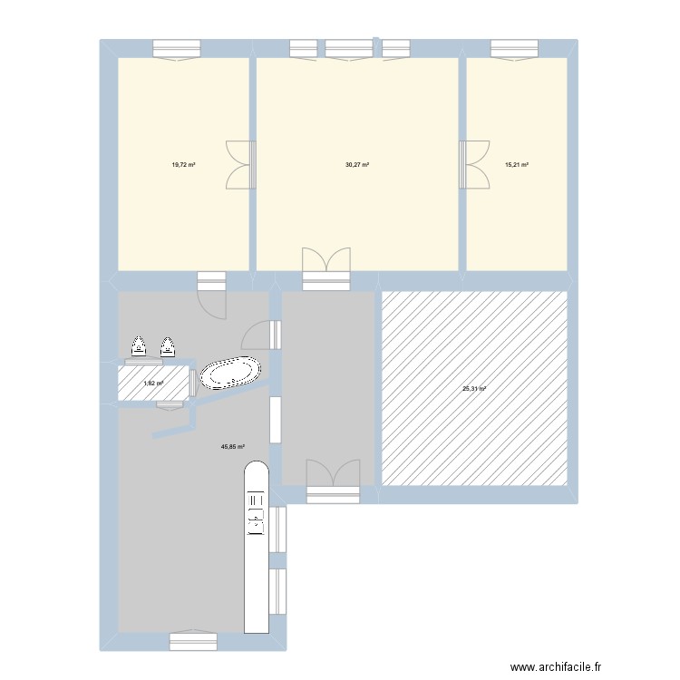 Log9 Plan vide. Plan de 6 pièces et 138 m2