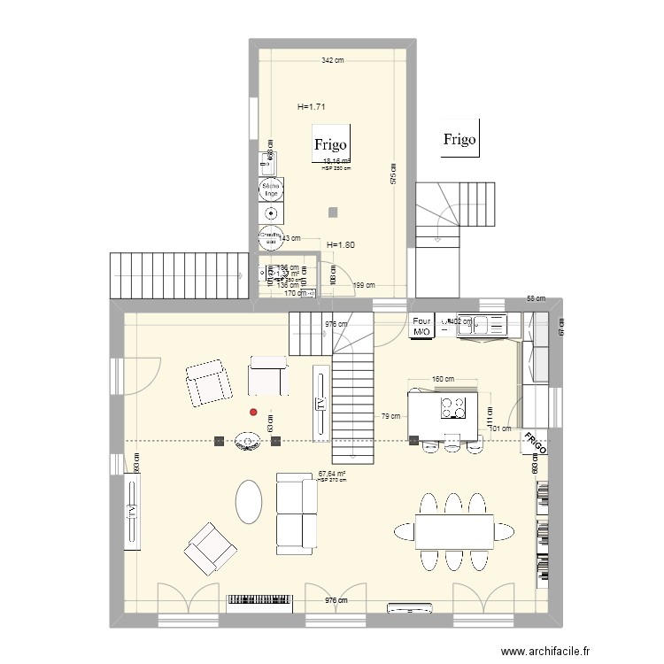 Rouret RdC V20. Plan de 3 pièces et 87 m2