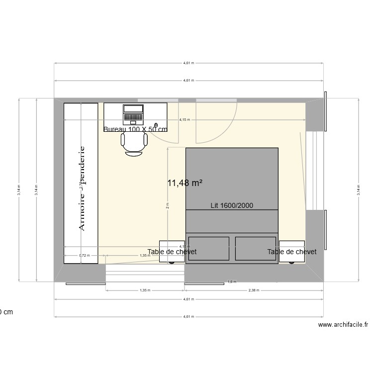 chambre Morgins 1. Plan de 1 pièce et 11 m2