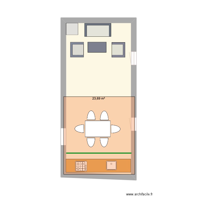 CasaAqui R+2 version 2. Plan de 1 pièce et 24 m2