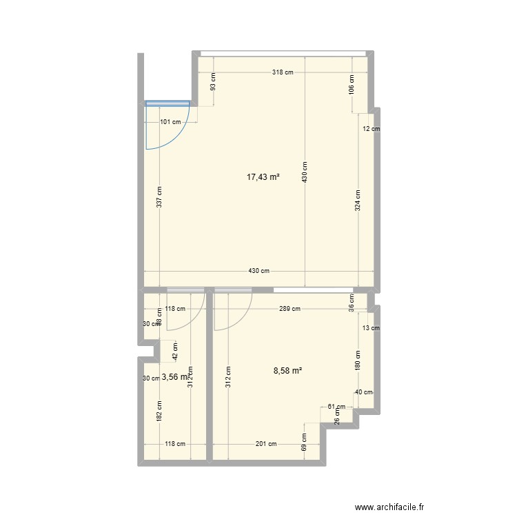 PLAN LOCAL. Plan de 3 pièces et 30 m2