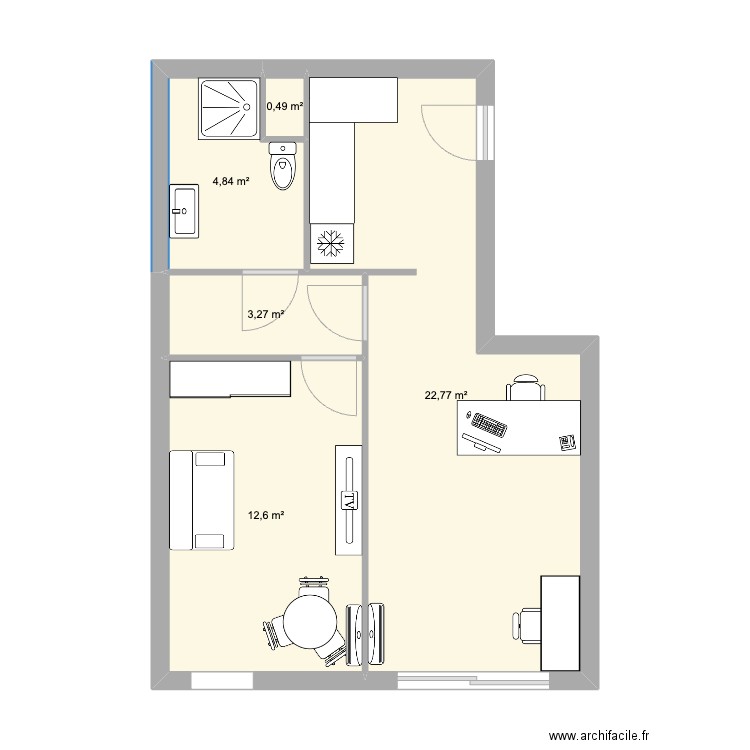 maurelleV2. Plan de 5 pièces et 44 m2