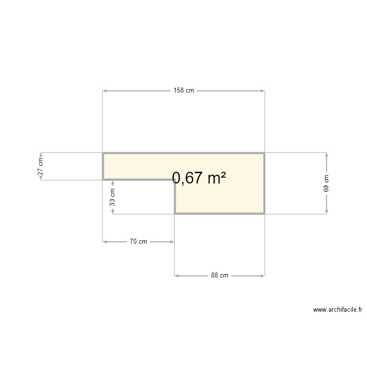 plan induction. Plan de 1 pièce et 1 m2