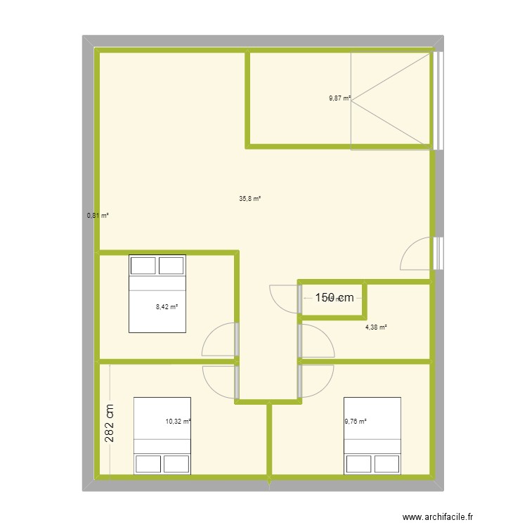 copie moison t3. Plan de 8 pièces et 81 m2