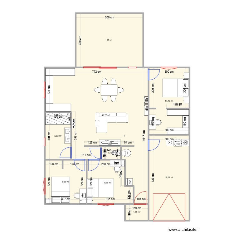 tttnouc. Plan de 9 pièces et 132 m2