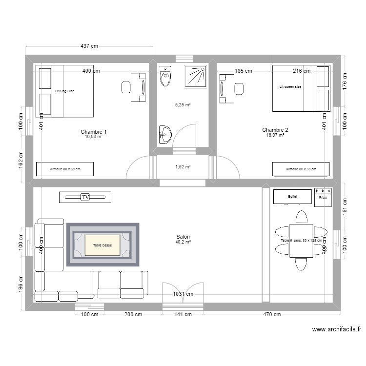 Plan Hadiza. Plan de 5 pièces et 79 m2