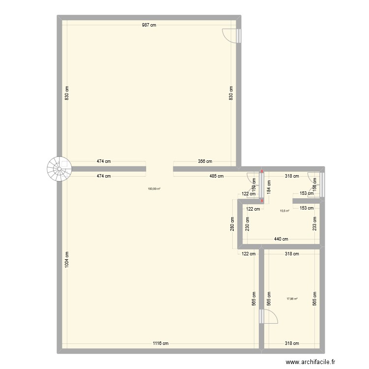 Médiathèque. Plan de 3 pièces et 225 m2