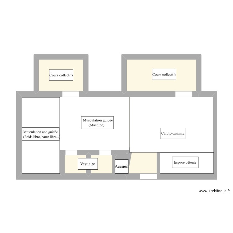 Plan salle. Plan de 6 pièces et 48 m2