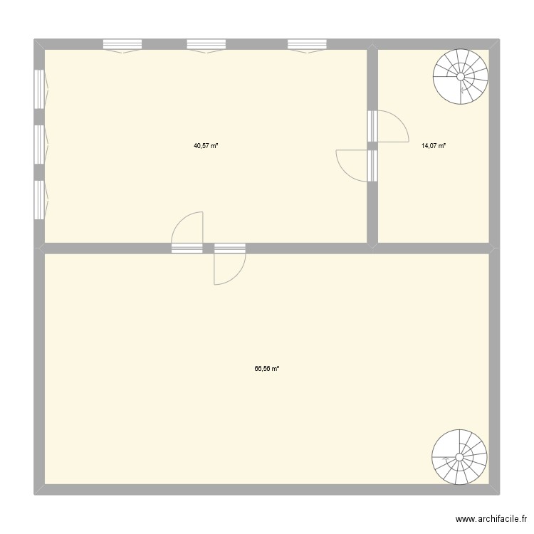 RESTO. Plan de 3 pièces et 121 m2