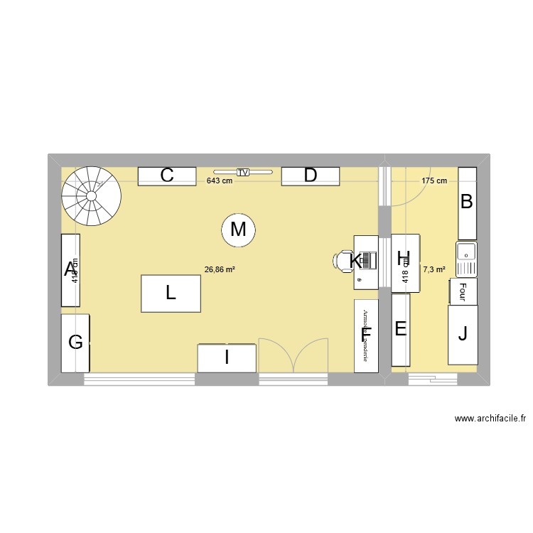 Exercice. Plan de 2 pièces et 34 m2