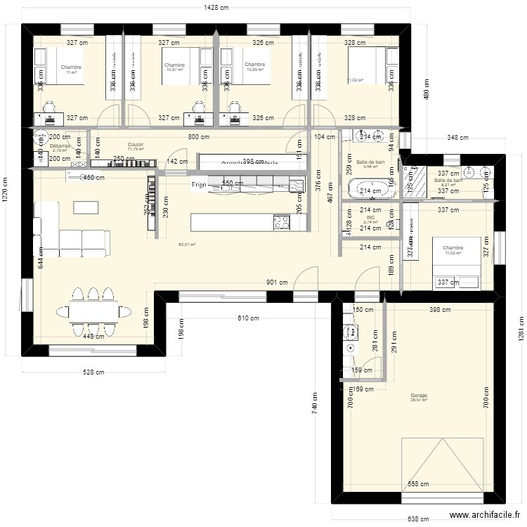 T6 150m² Vivien. Plan de 12 pièces et 184 m2