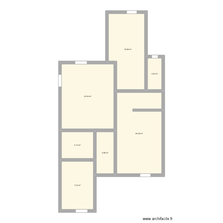 etage1 - actuel. Plan de 7 pièces et 88 m2