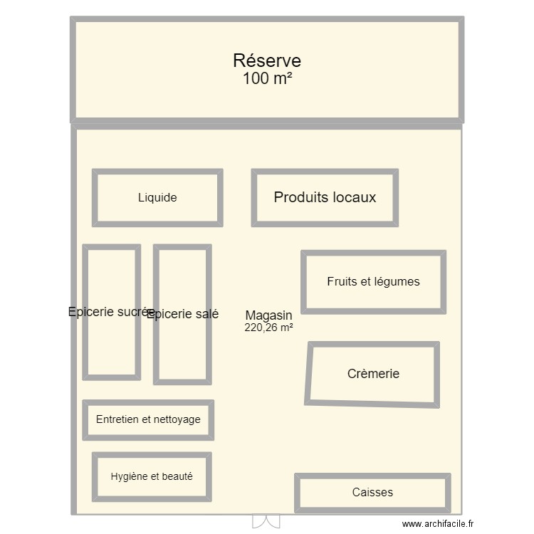 Magasin. Plan de 11 pièces et 637 m2