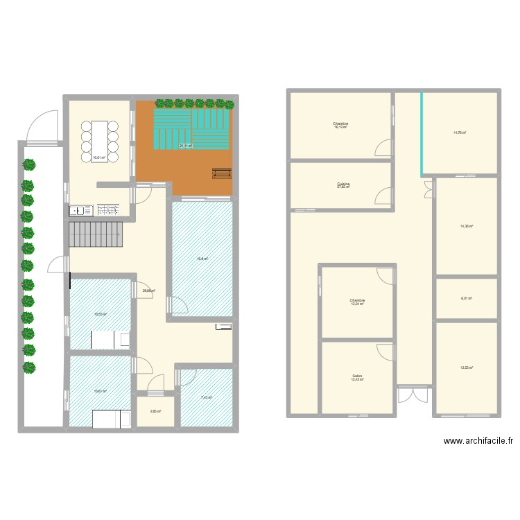 ma maison. Plan de 16 pièces et 263 m2