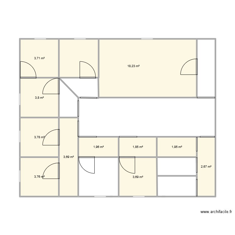 ArchiFacile. Plan de 11 pièces et 49 m2