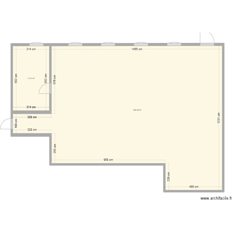 CDP base. Plan de 2 pièces et 180 m2