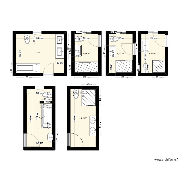 Beau Frere Halima. Plan de 6 pièces et 37 m2