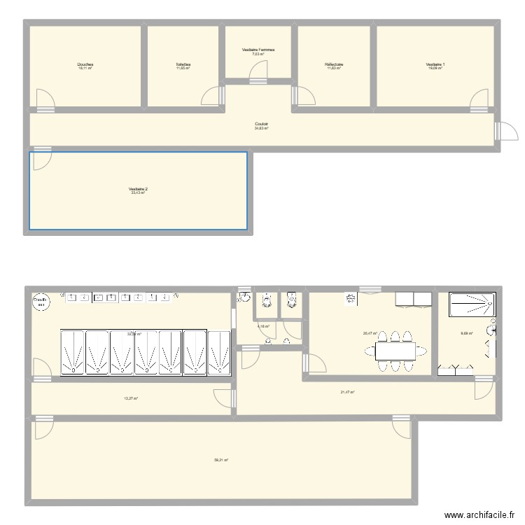 Plan Vestiaire expé. Plan de 16 pièces et 299 m2