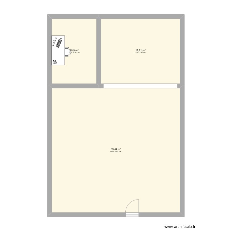 Magasin v2. Plan de 3 pièces et 90 m2