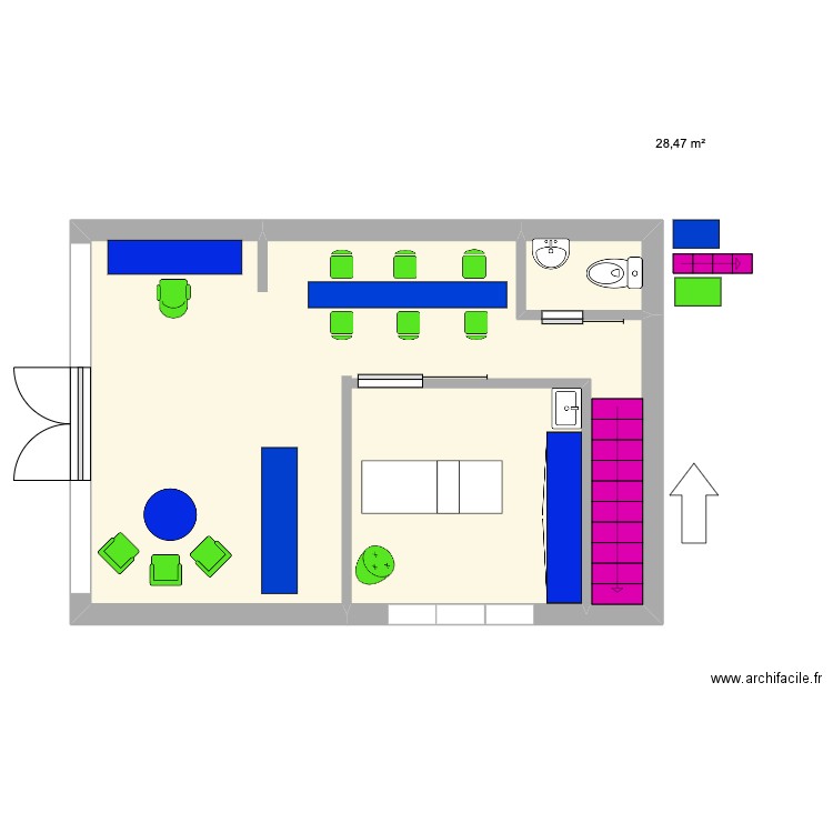 plan 2. Plan de 2 pièces et 30 m2