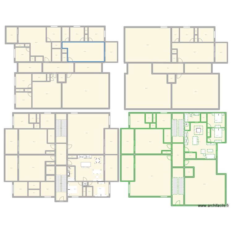 12 logements. Plan de 101 pièces et 1430 m2