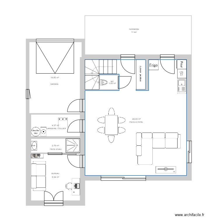 HEURTAUX AVP 1 RDC. Plan de 6 pièces et 78 m2