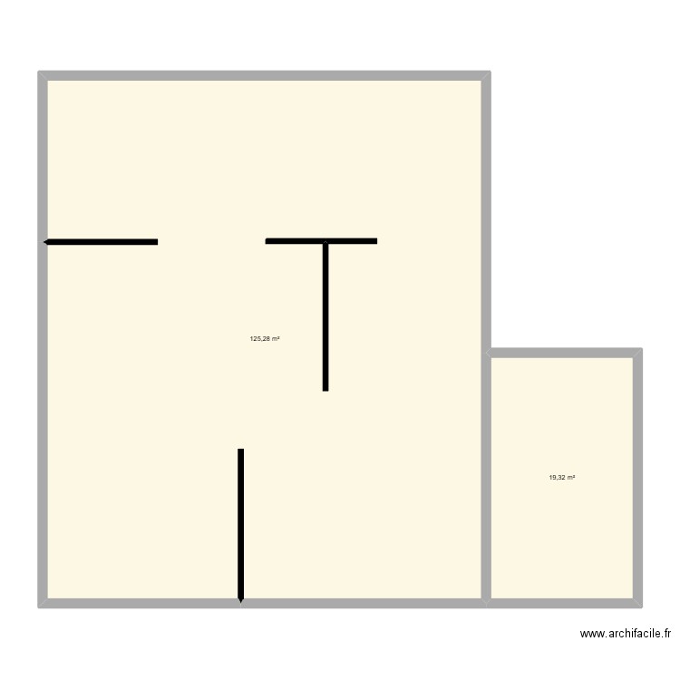 Maison. Plan de 2 pièces et 145 m2