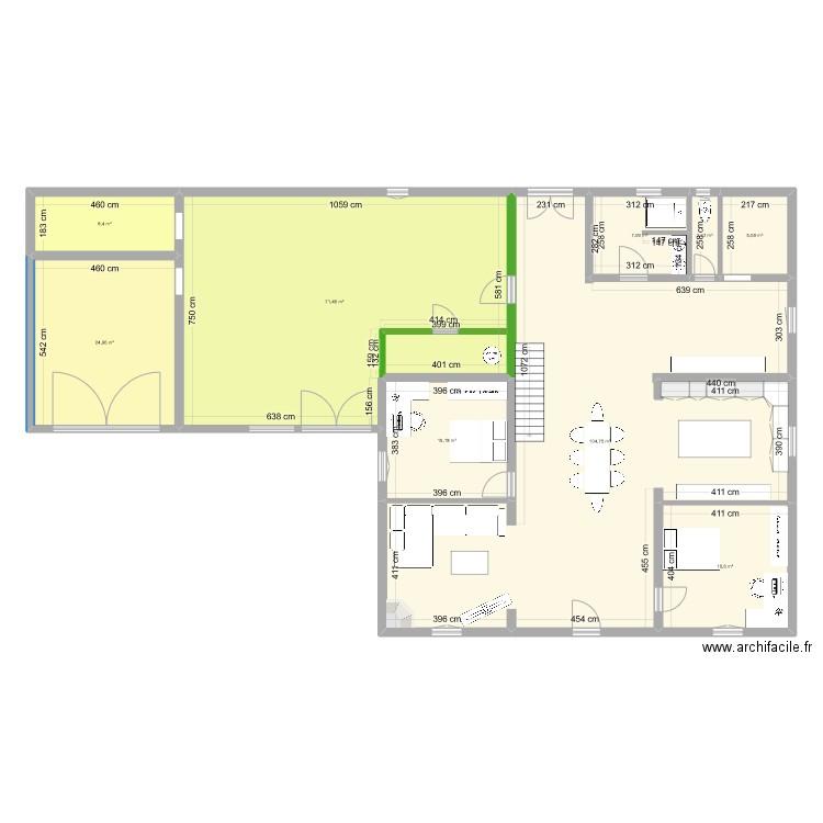 loupiac house RDC. Plan de 9 pièces et 257 m2