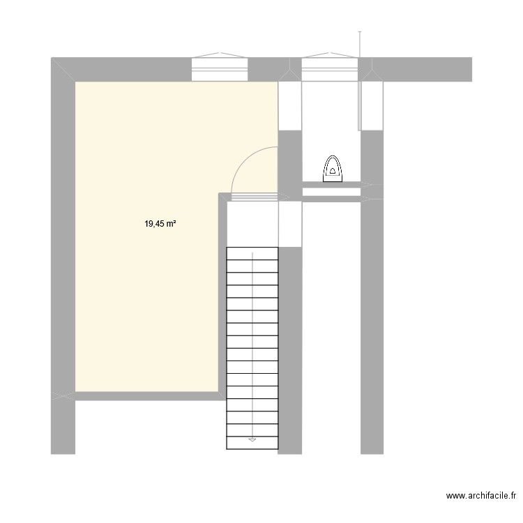 sdb toilette à modifier. Plan de 1 pièce et 19 m2