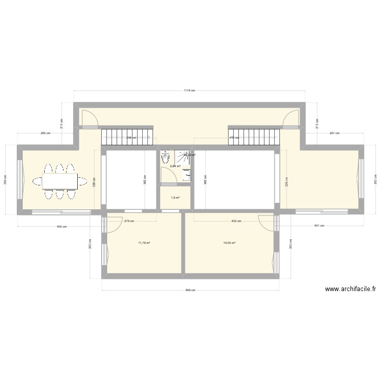 Chalet. Plan de 5 pièces et 75 m2