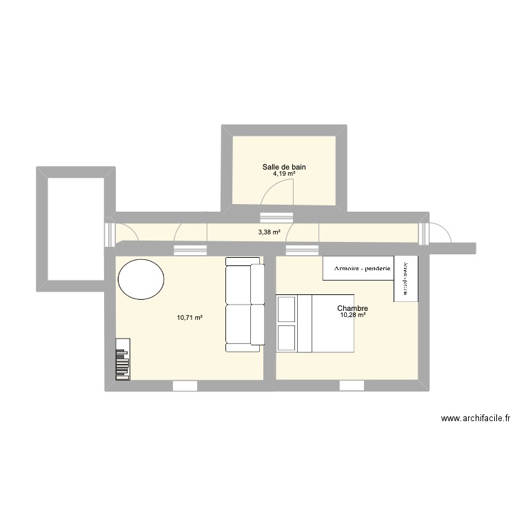 Appart. Plan de 4 pièces et 29 m2