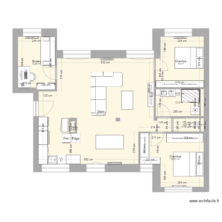 V2 5. Plan de 8 pièces et 87 m2