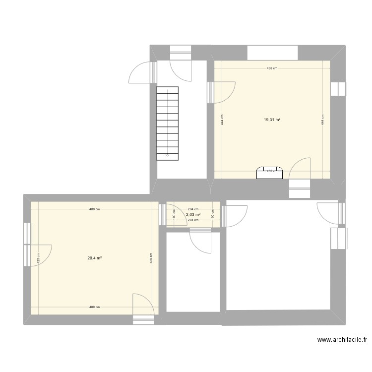 maison avant travaux. Plan de 3 pièces et 42 m2