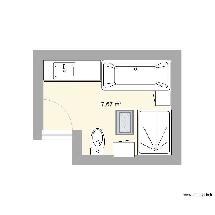 Salle de bain 1 . Plan de 1 pièce et 8 m2