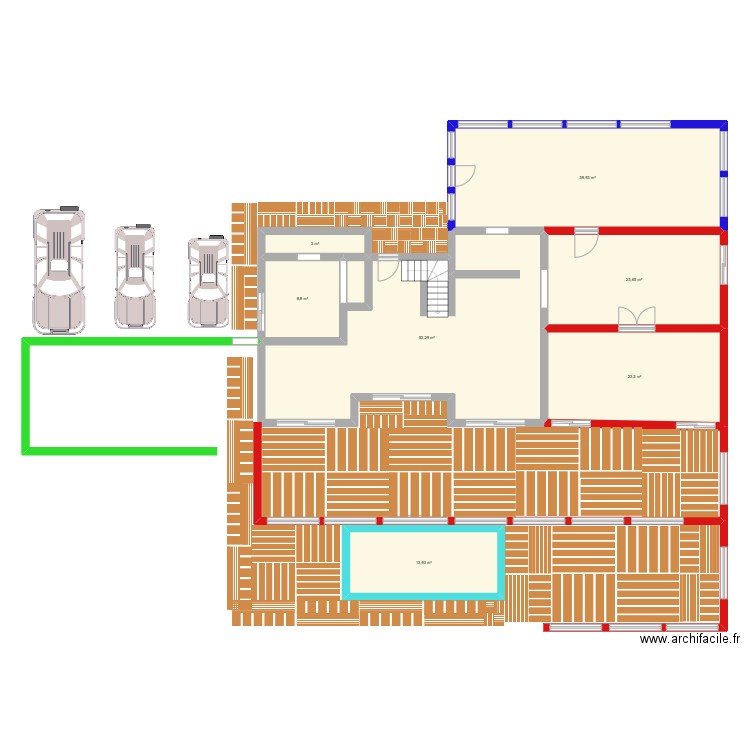 Maison. Plan de 7 pièces et 166 m2