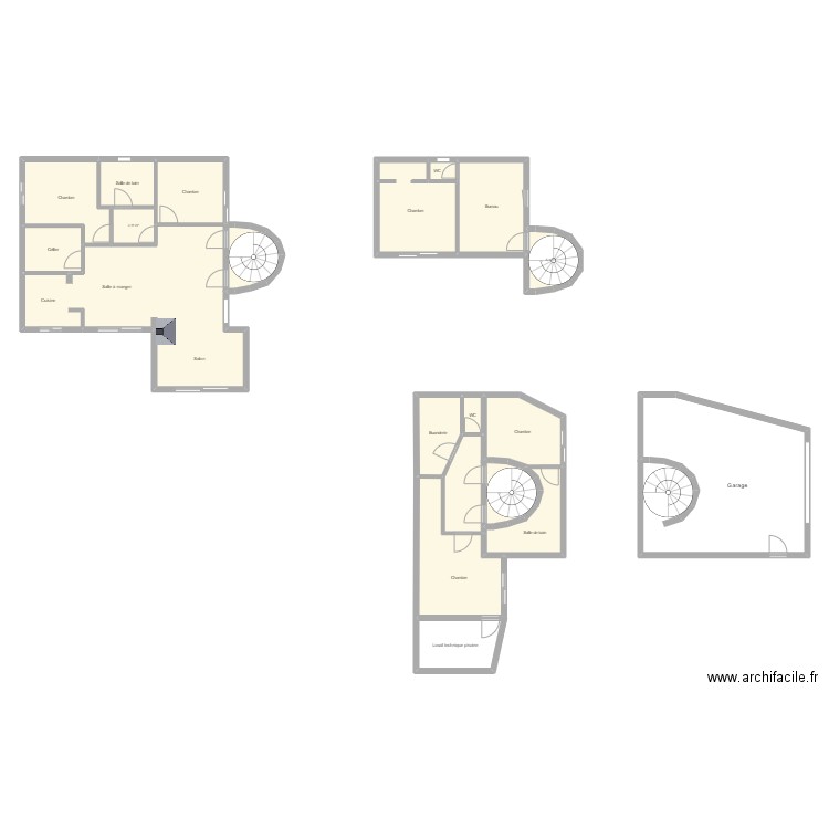 50674. Plan de 16 pièces et 167 m2