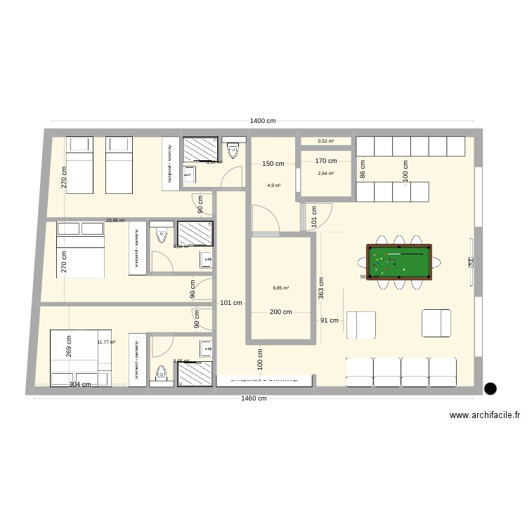 PLAN CHAMBRES JOFFRE V2. Plan de 10 pièces et 112 m2