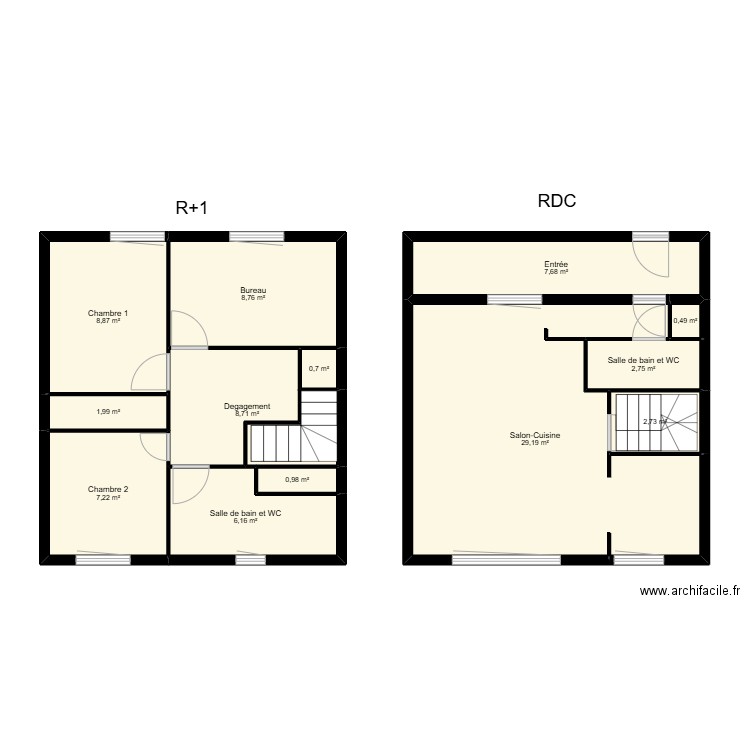 lgt fonction V D J.Paul. Plan de 13 pièces et 86 m2