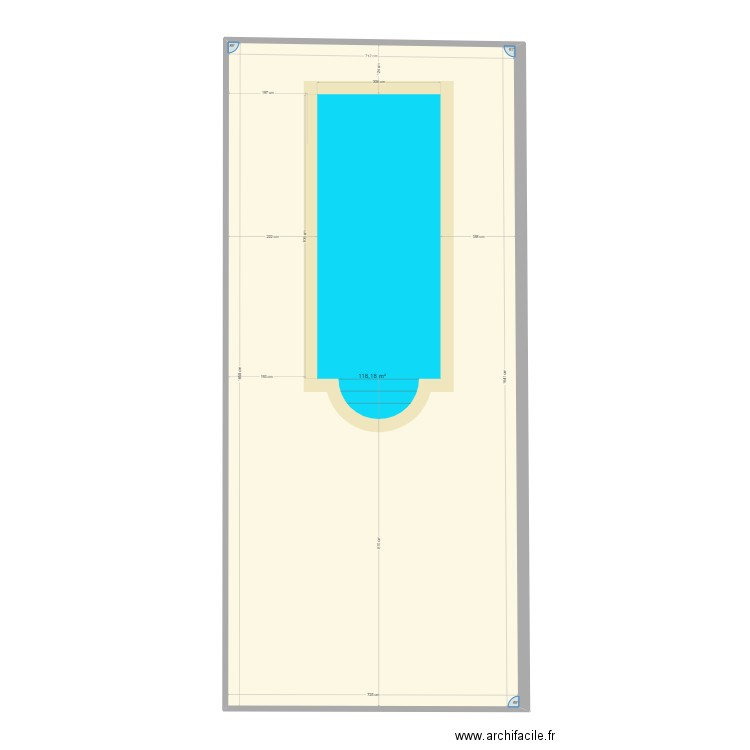 Plan piscine maison. Plan de 1 pièce et 118 m2
