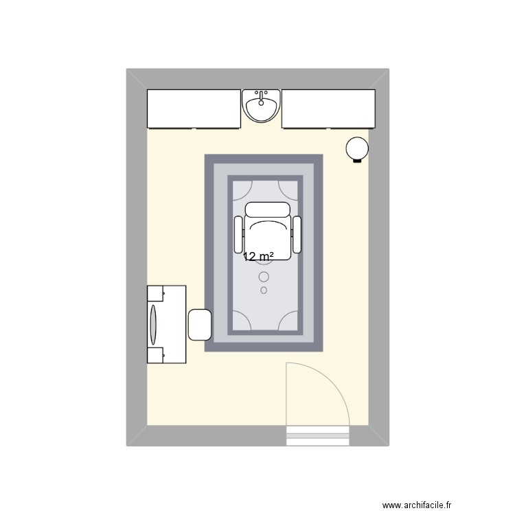 chef d'oeuvre. Plan de 1 pièce et 12 m2