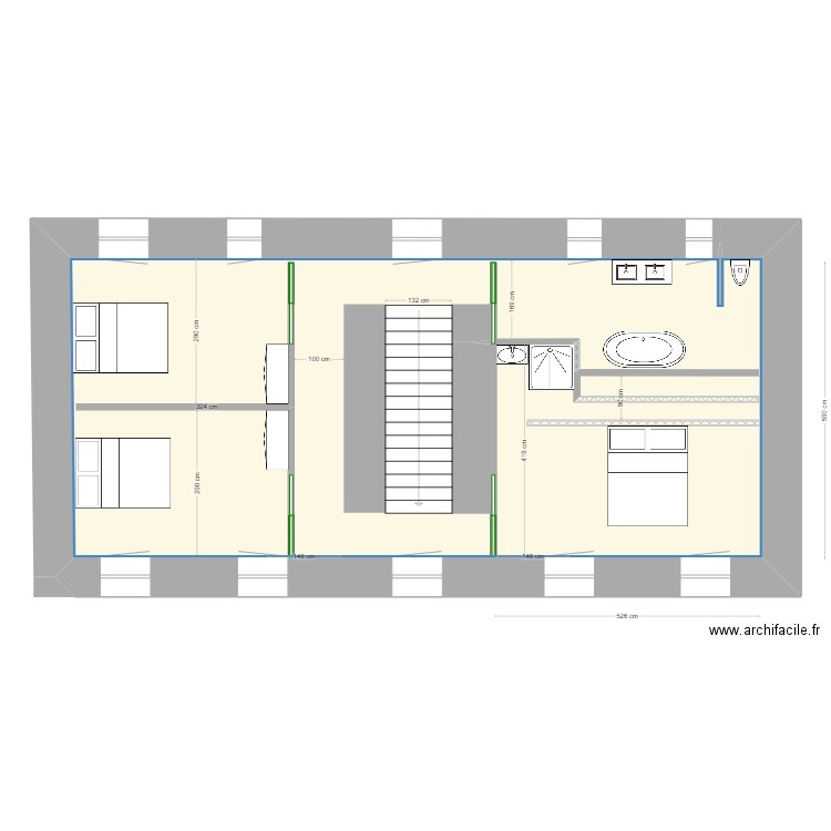 1er étage version 3. Plan de 1 pièce et 80 m2