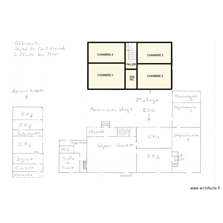 LANDRON 1 ER. Plan de 5 pièces et 82 m2