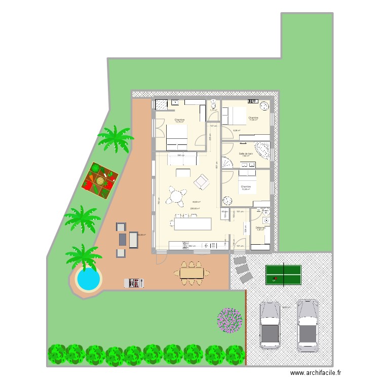 Seignosse. Plan de 11 pièces et 456 m2